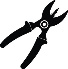 Black Silhouette of pruning shears, also commonly known as secateurs or pruners icon