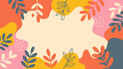 Vibrant abstract floral shapes and leaves create a cheerful, inviting backdrop for your creative projects and designs.