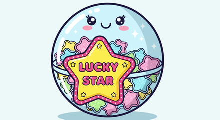 Obraz premium Kawaii Gacha Pon Capsule Machine Lucky Star Design