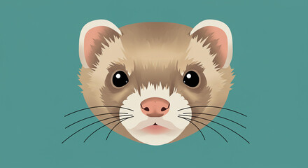 Charming Ferret Portrait: Stylized Vector Illustration of a Curious Mustelid.