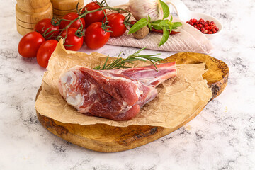 Raw lamb shank for cooking