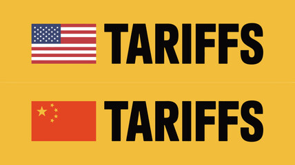 Fototapeta premium USA and China flags flanking bold 