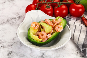 Dietary avocado cut with prawn
