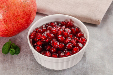 Ripe sweet red pomegranate seeds