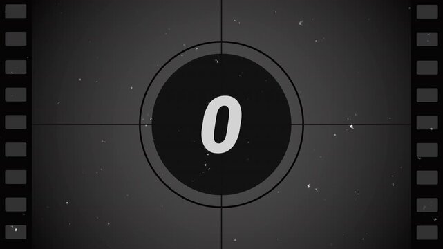 5 seconds countdown old movie from 5 to 0 retro projector style. 4K Video