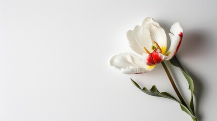 Obraz premium Elegant White Background Flower Still Life Art Photography: Capturing the Timeless Beauty of Blooms, From Delicate Petals to Vibrant Hues – A Fusion of Minimalism and Artistry for Galleries, Home Deco