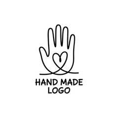 Hand drawn heart and hand logo for handmade businesses