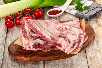 Raw pork ribs for cooking