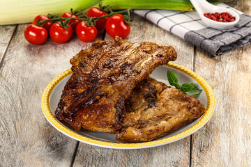 Tasty roasted pork ribs with spices