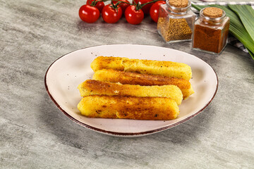Crispy breaded mozarella cheese sticks