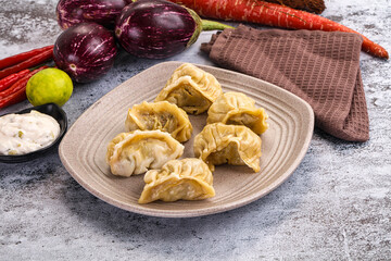 Steamed Nepali Momo stuffed dumplings