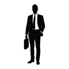 Businessman holding briefcase silhouette suit