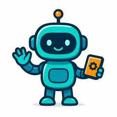 Friendly Robot Mascot Logo - Tech Startup & Kids Education Playful Icon
