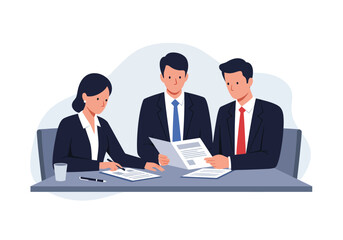 A professional team of colleagues in a corporate meeting, a strategic partnership builder discussing contract details and planning a new business venture