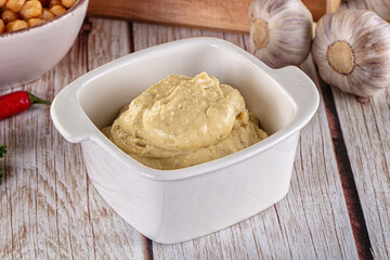 Natural organic homemade chickpea hummus