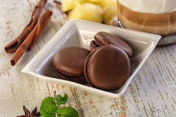 Sweet tasty almond dessert - chocolate macaroon