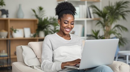Business woman is working on a laptop