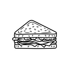 Hand drawn delicious triangle sandwich illustration