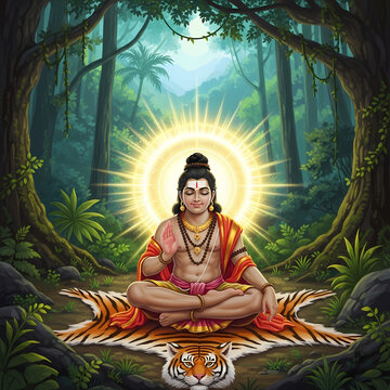 Lord Ayyappa Sitting in Yogic Pose in Sabarimala