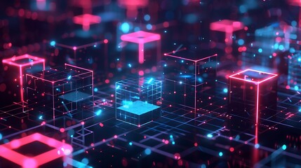 A vibrant fusion of technology, science, and design, featuring digital patterns, abstract shapes, and futuristic concepts. Dynamic waves, geometric grids, and colorful fractals create a stunning visua