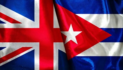 Fototapeta premium イギリスとキューバの国旗。(UK flag and Cuba flag.) 