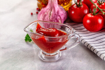 Red spicy tasty tomato ketchup