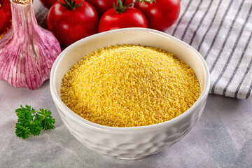 Vegan cuisine - raw dry couscous