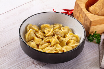 Tasty Russian dumplings with meat