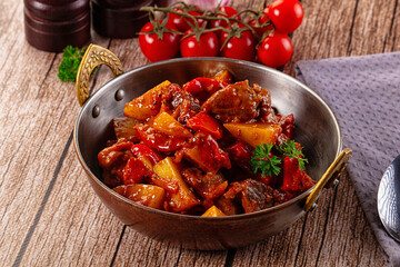 Stew Hungarian goulash with beef and vegetables