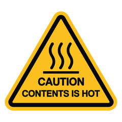 Caution hot contents warning sign
