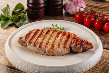 Juicy grilled pork fillet steak