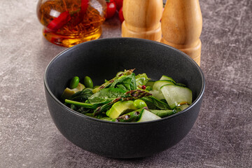 Vegetarian green salad with asparagus and avocado