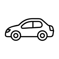Simple line drawing of a car viewed from the side view