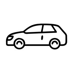 Outlined hatchback car viewed from the side in black