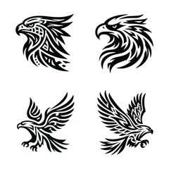 Obraz premium Eagle Tribal Tattoo Designs Vector Set