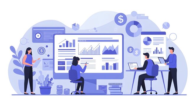 Focused Team Working On Financial Statement Consolidation In Modern Office, Collaborating On Reports, Aligning Data, And Ensuring Accuracy For Corporate Compliance And Strategy