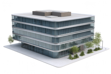 a modern office building isolated on a white background, png, transparent