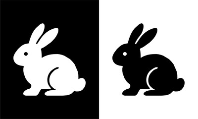 Obraz premium Black and white rabbit silhouette in side pose.