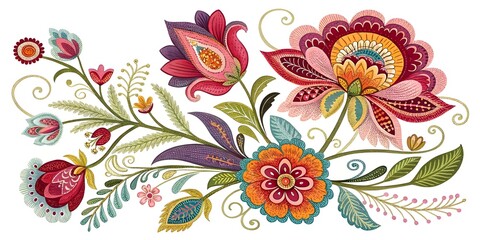 Embroidered floral colorful tablecloth