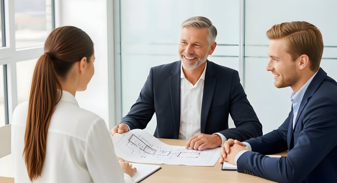 Successful Business Meeting Team Collaboration Project Presentation Strategy Planning Modern Office Workplace Corporate Teamwork - Powered by Adobe