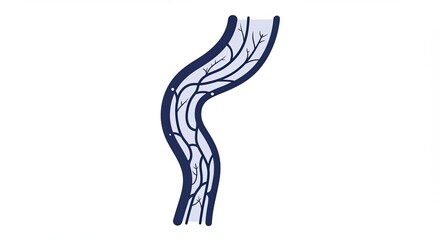 Blue River Vein Illustration Winding on White Background