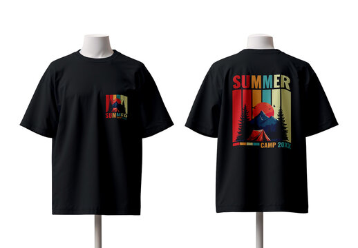 Summer Camp Black T-Shirt Design