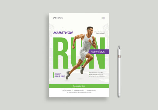 Modern Marathon Run Event Flyer Template