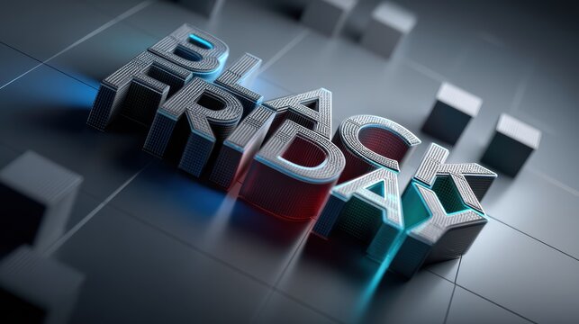 3d isometric black friday block text design