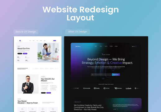 Creative Agency Website Landing Page Redesign UI UX Design Layout