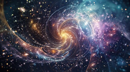 Naklejka premium Harmonic Resonance of Celestial Entities, Phantom Planet Merging with Cosmic Dance