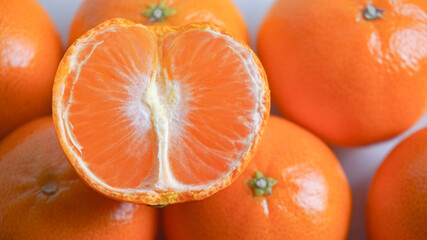 Fresh oranges isolated on white background