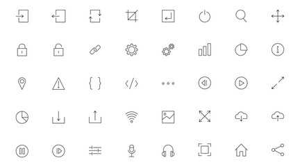 Vector Outline UI Icons – Flat Minimal Graphic Pack