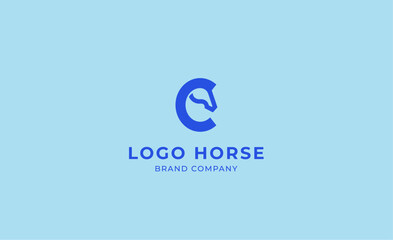 Fototapeta premium Logo horse with letter C in minimalist concept. Simplicity and modern logo template vector head horse ,bold and strong company brand.