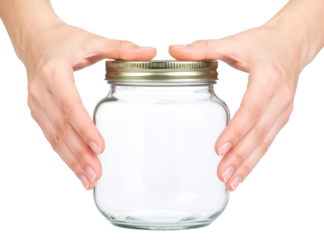 hands opening a jar, only torso and hands visible